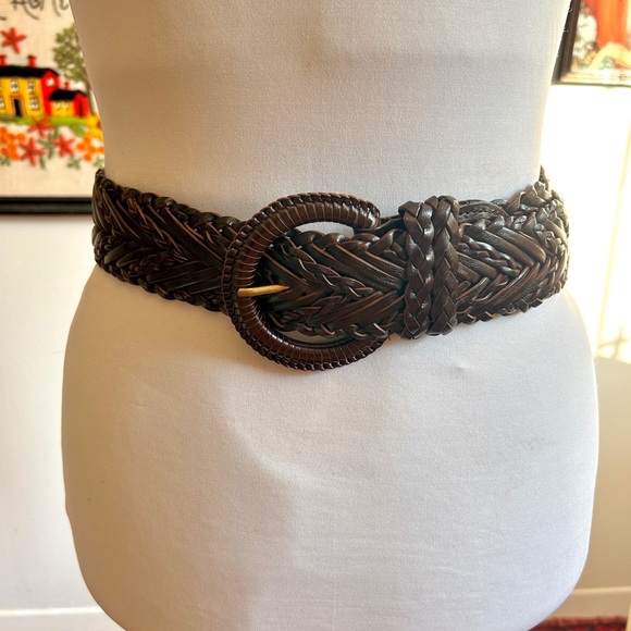 Vintage Style Bohemian Western Braided Bonded Leather Belt – Dark Brown - Picture 2 of 7